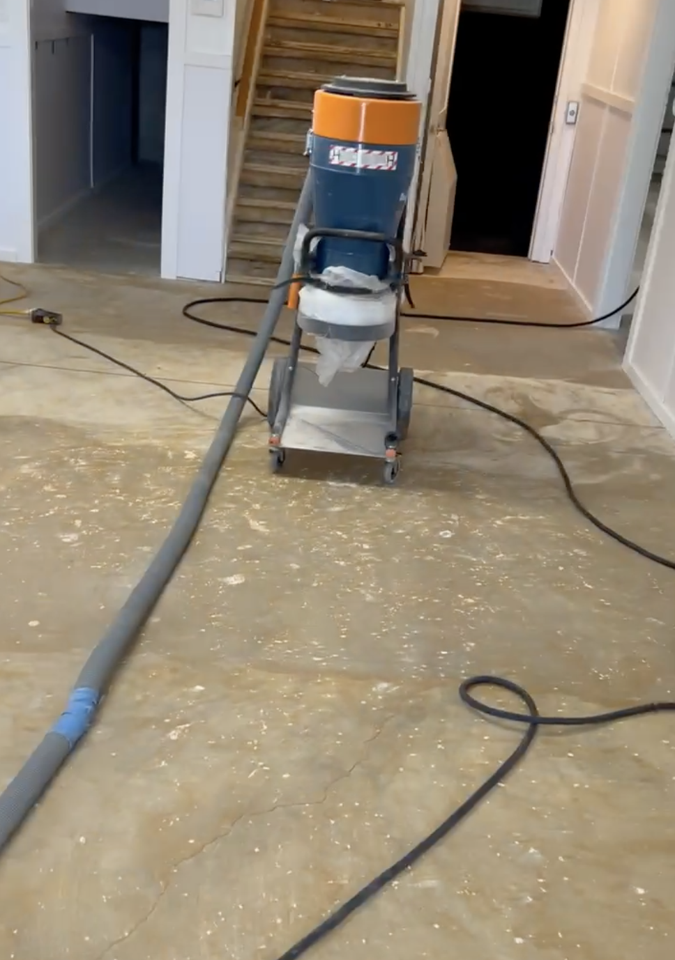 Concrete surface after epoxy coating removal and grinding preparation